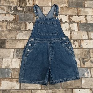 Vintage 90s Gap Large Blue Jean Denim Shortalls Overalls